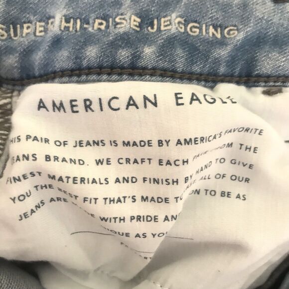American Eagle Jeans Jegging Super Hi Rise Stretch Skinny 8 8R 28 x28 Light Wash - Picture 4 of 11